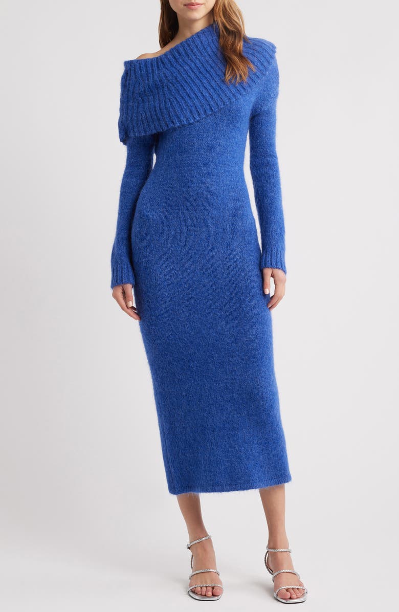 Cult Gaia Grayson One-Shoulder Long Sleeve Sweater Dress, Main, color, 