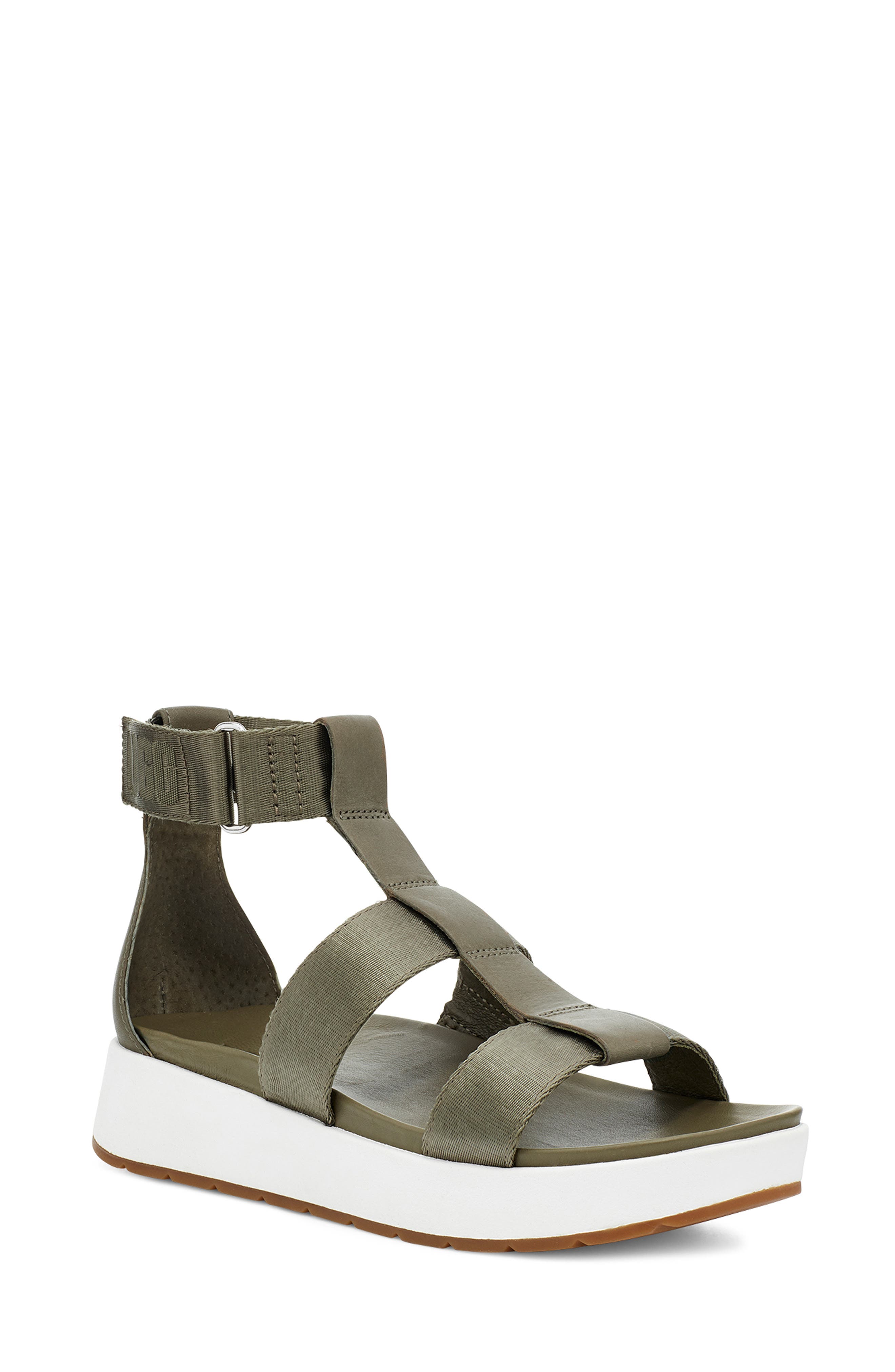Eeba Platform Sandal, Main, color, BURNT OLIVE MESH