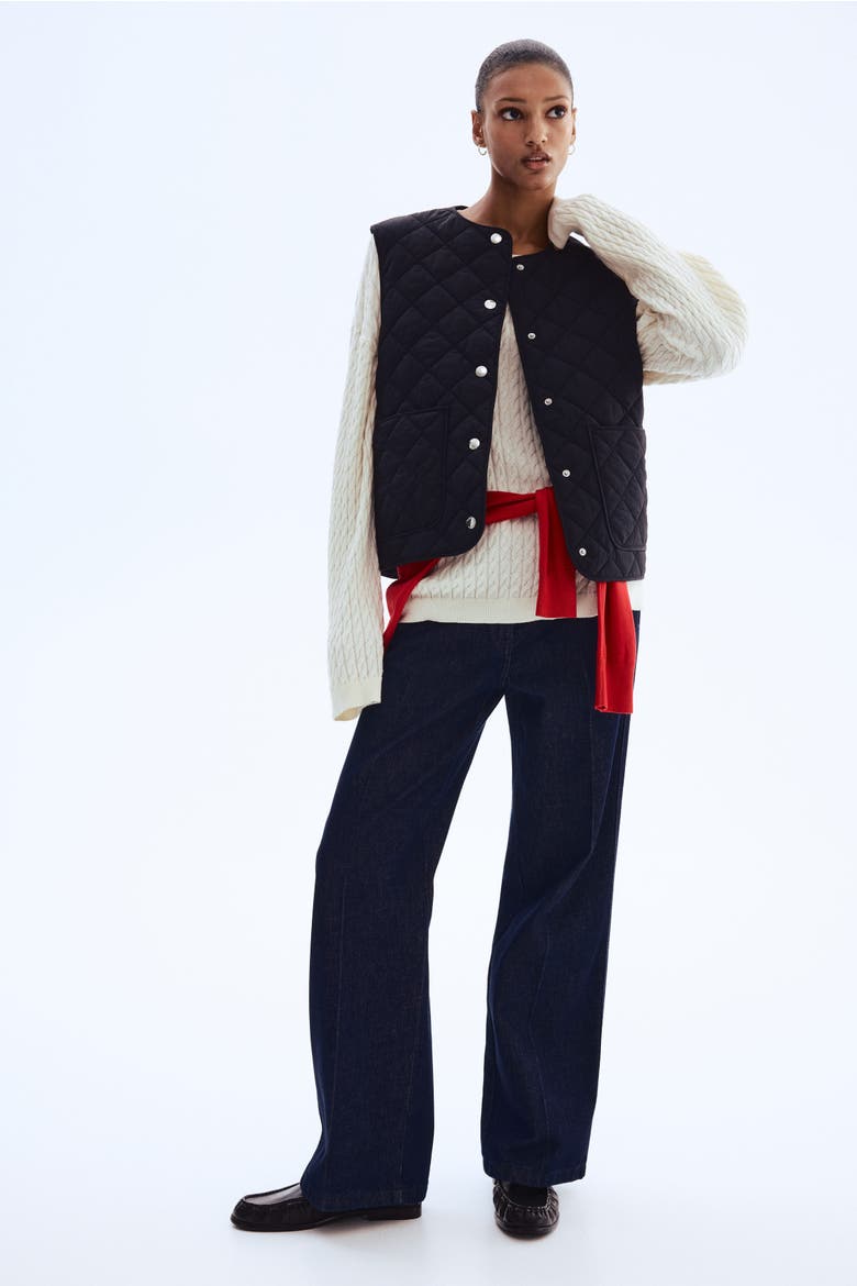 Quilted Gilet, Alternate, color, Black