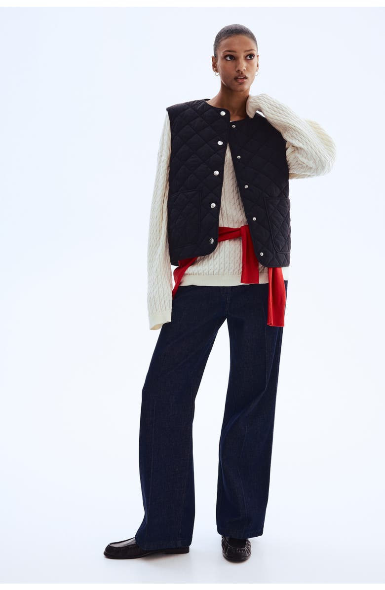 H&M Quilted Gilet, Alternate, color, Black