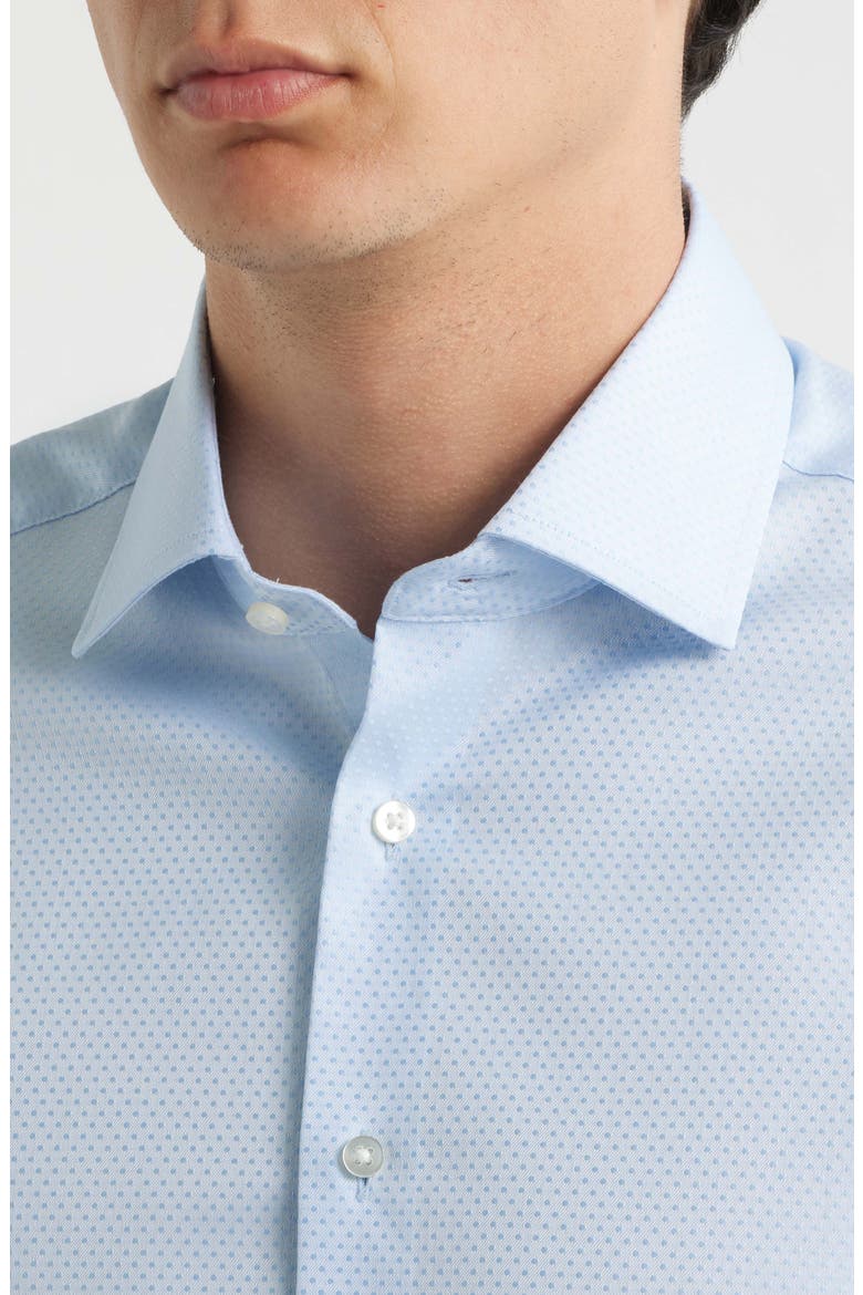 Slim Fit Dot Pattern Non-Iron Cotton Dobby Dress Shirt, Alternate, color, LIGHT BLUE