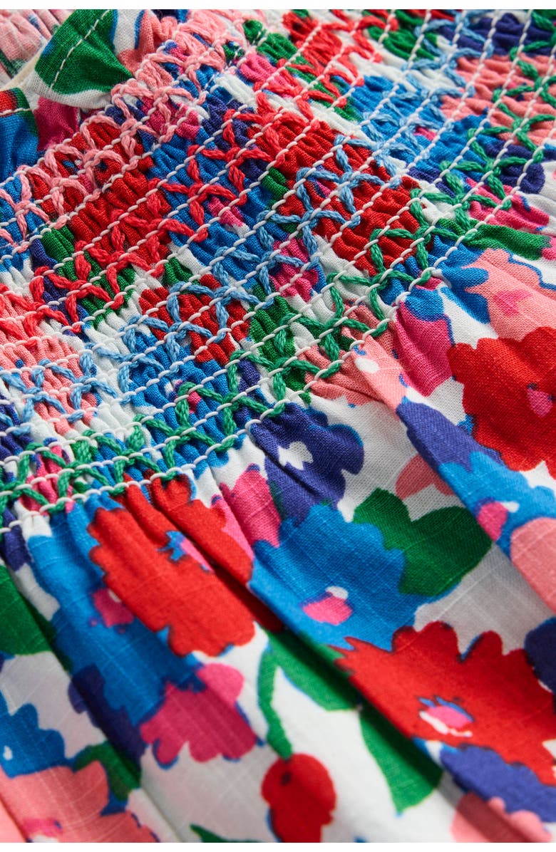 Mini Boden Kids' Floral Smocked Yoke Cotton Dress, Alternate, color, 