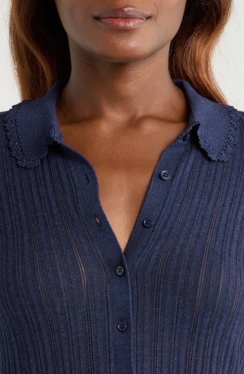 Ulla Johnson Lottie Pointelle Rib Cardigan In Blue