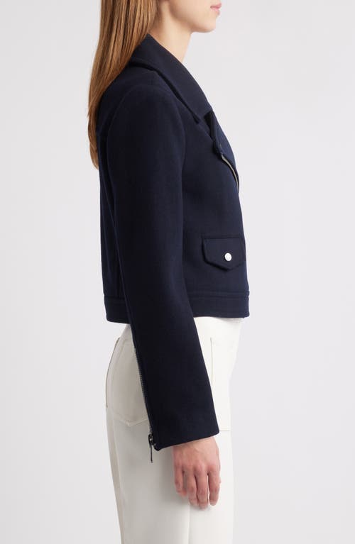 Reiss Arlow Asymmetric Zip Wool Blend Jacket In Navy
