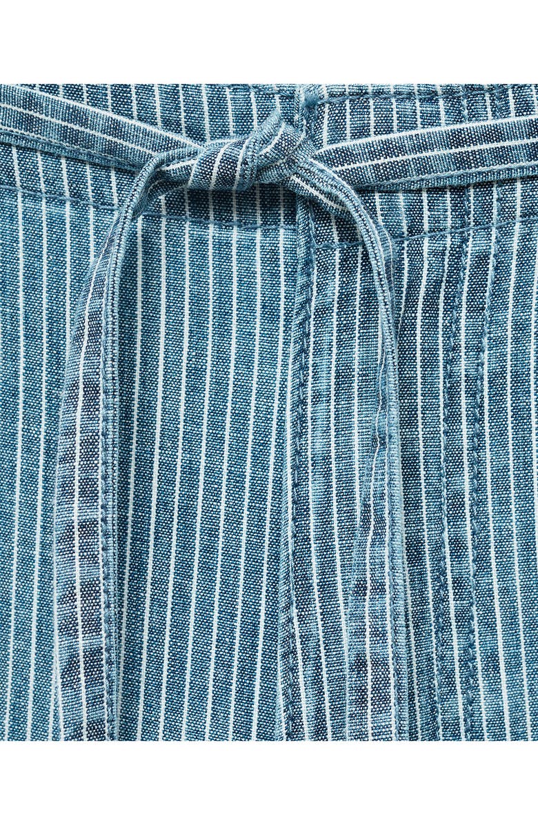 MANGO Drawstring Cotton & Linen Wide Leg Pants, Alternate, color, Blue