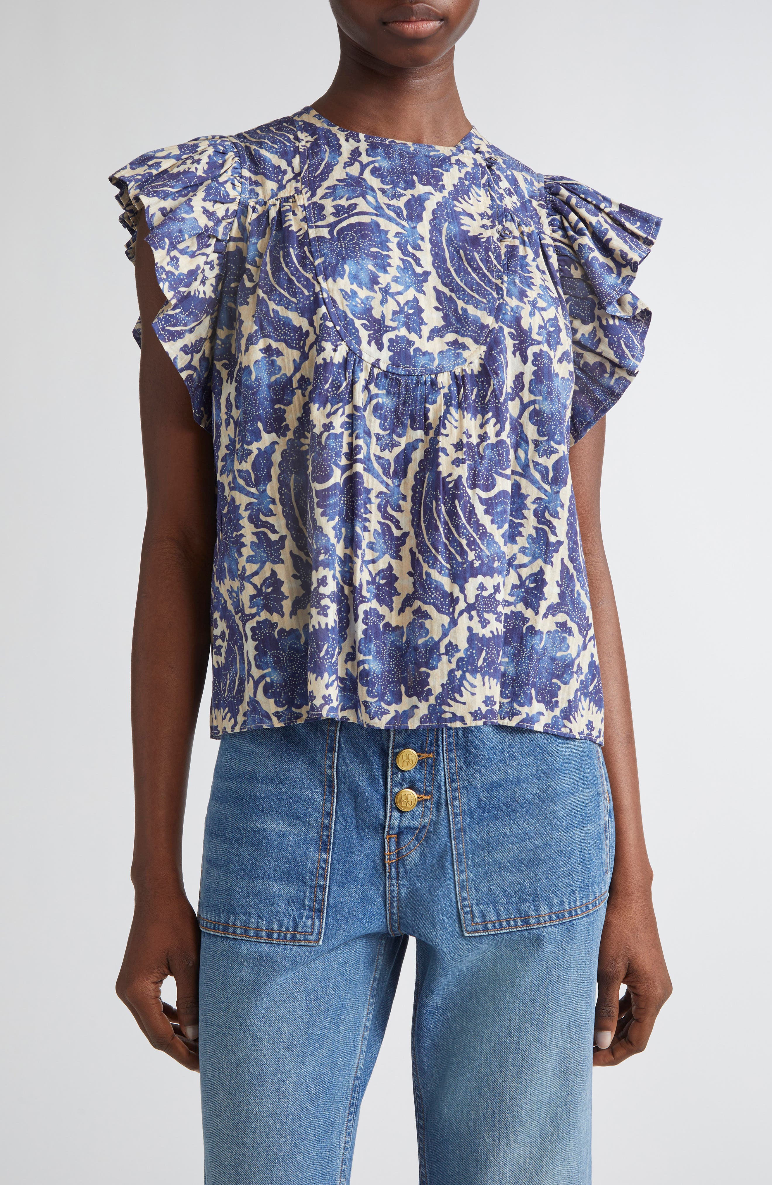 Ulla Johnson Sienna Flutter Sleeve Top