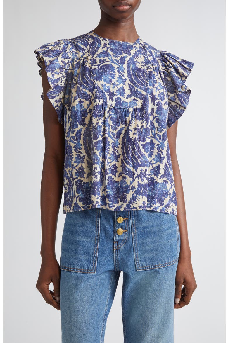 Sienna Flutter Sleeve Top, Main, color, OCEAN