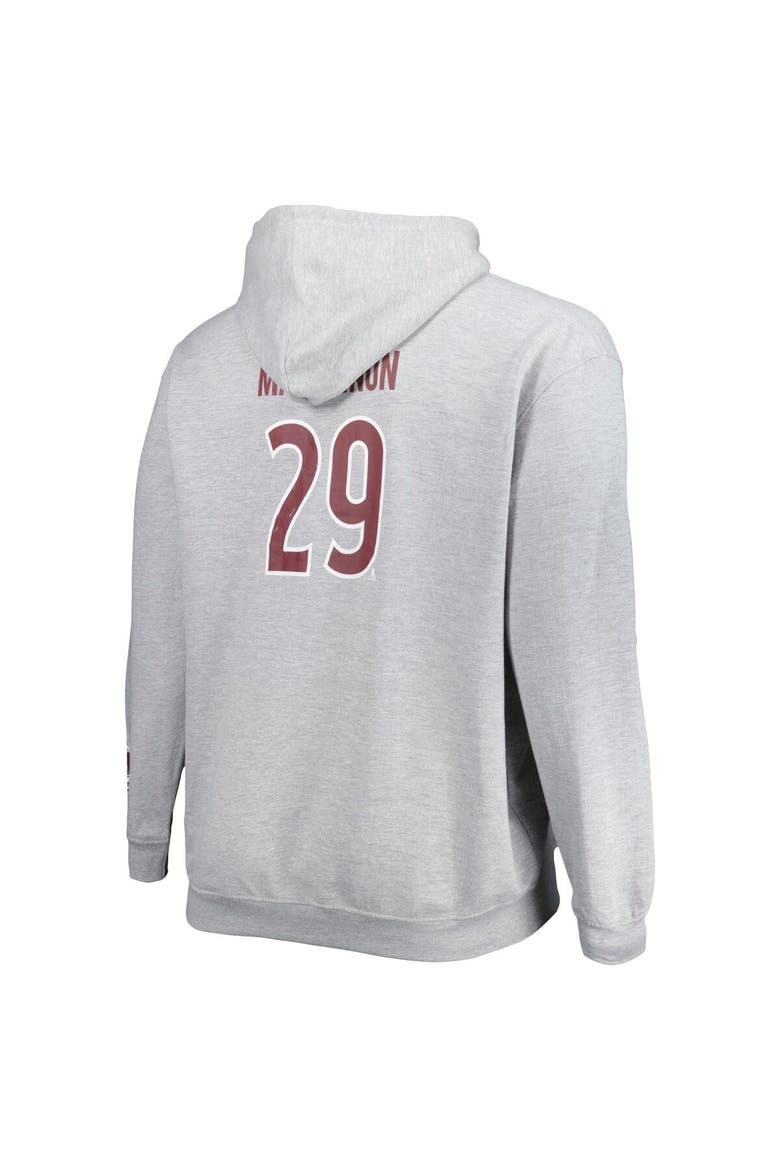 Men's Nathan MacKinnon Heather Gray Colorado Avalanche Big & Tall Player Pullover Hoodie, Alternate, color, Heather Gray