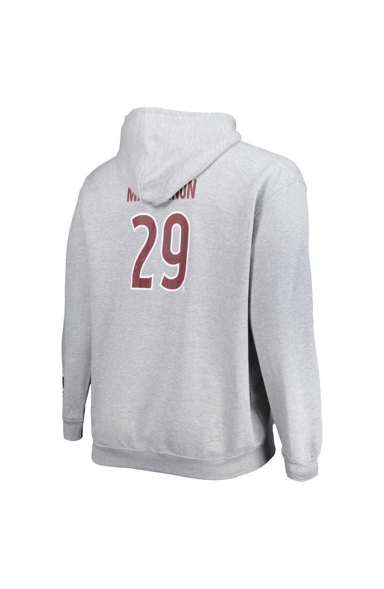 PROFILE Men's Nathan MacKinnon Heather Gray Colorado Avalanche Big & Tall Player Pullover Hoodie, Alternate, color, Heather Gray