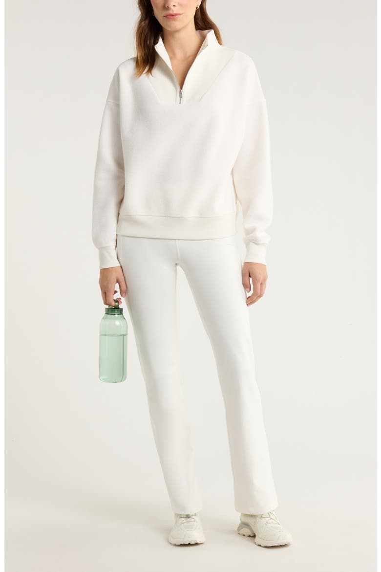 Cozy Bouclé Quarter Zip Sweatshirt, Alternate, color, IVORY EGRET