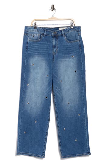 Vince Camuto Grommet Straight Leg Jeans In Denim