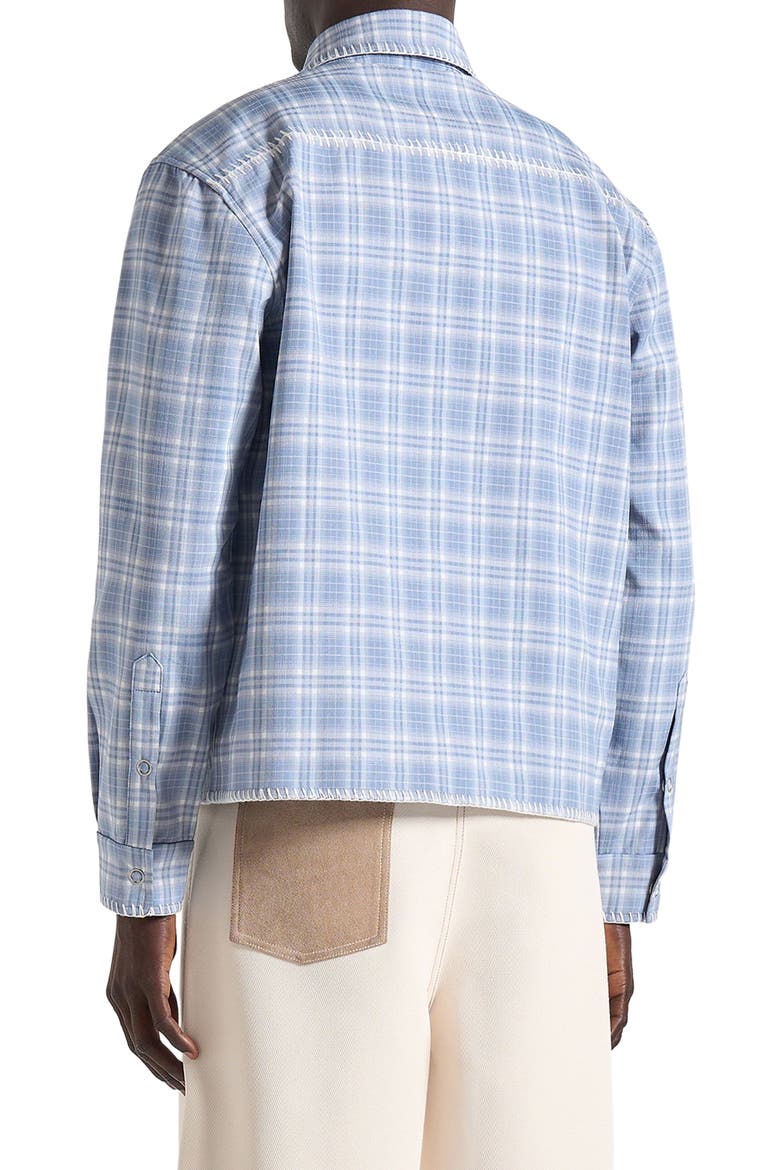 Blake Unisex Whipstitch Check Shirt, Alternate, color, Blue