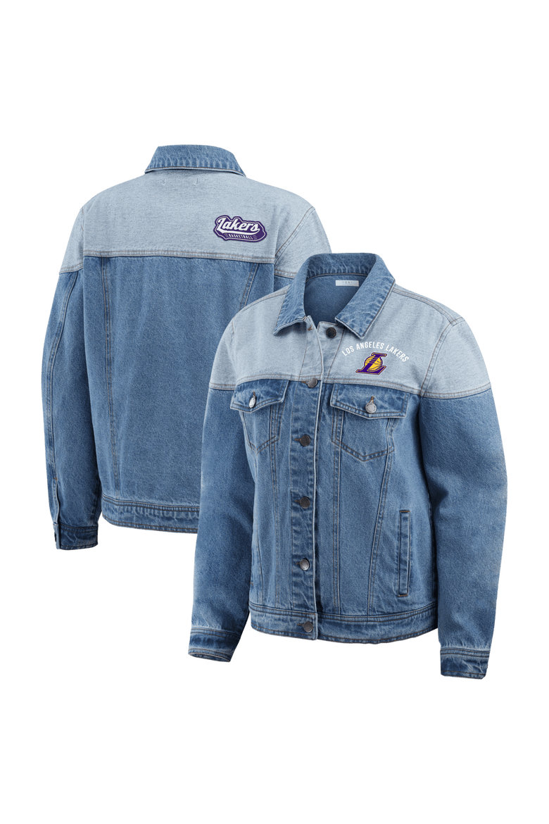 Women's WEAR by Erin Andrews Blue Los Angeles Lakers Full-Button Denim Jacket, Alternate, color, Blue