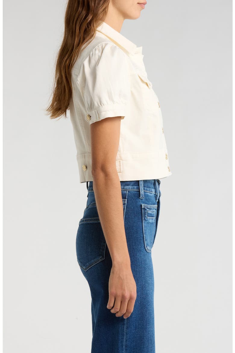 Kendra Short Sleeve Crop Denim Jacket, Alternate, color, TONAL ECRU