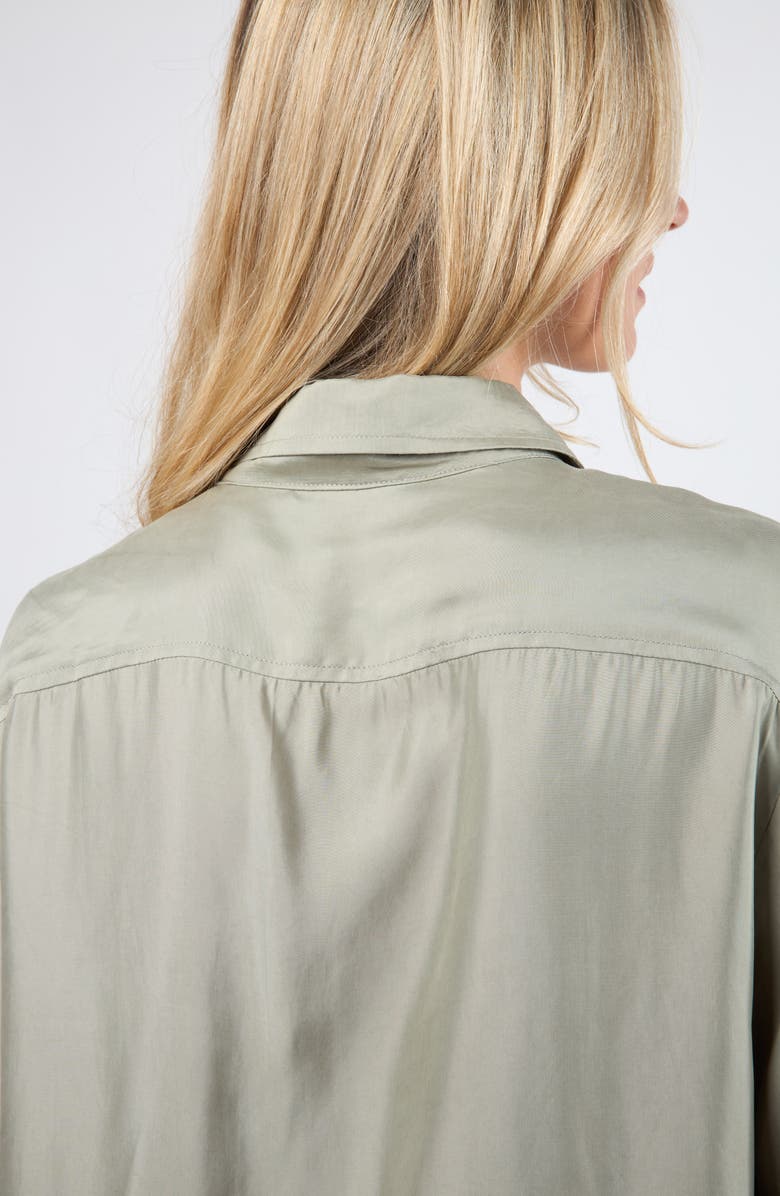 Viens Avec Moi The Riviera Cupro Blend Crop Blouse, Alternate, color, Olive