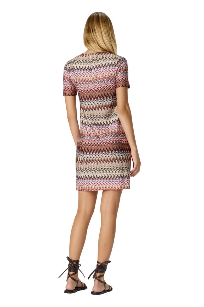 Half-sleeved Dress In Zigzag Viscose Blend, Alternate, color, Multicoloured