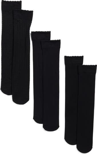 3-Pack Windowpane Knee High Socks