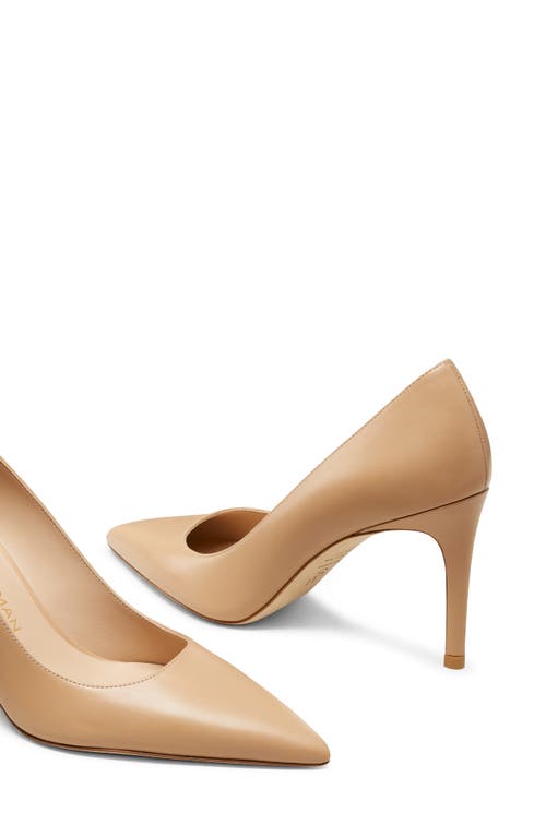 Stuart Weitzman Stuart Power 85 Leather Pumps In Adobe