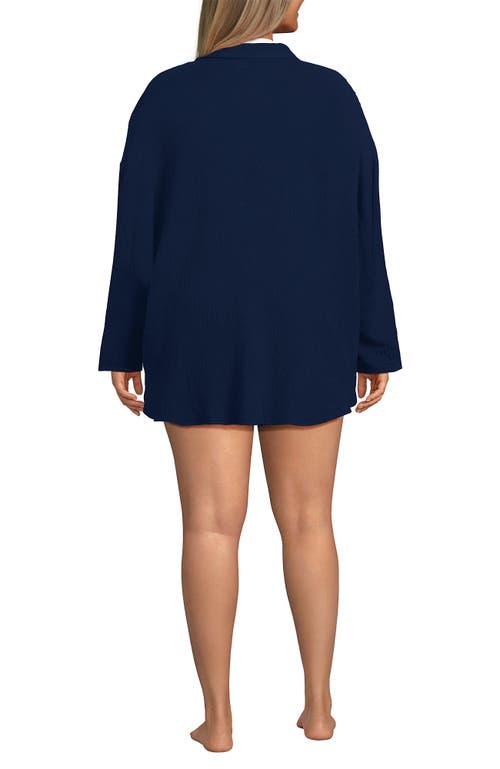 Lands' End Oversized Gauze Button Front Cover-up Shirt In Black