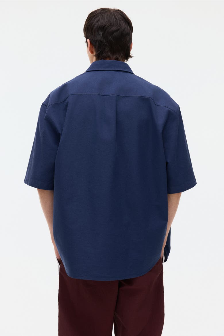 Relaxed Fit Short-sleeved Oxford Shirt, Alternate, color, Dark blue