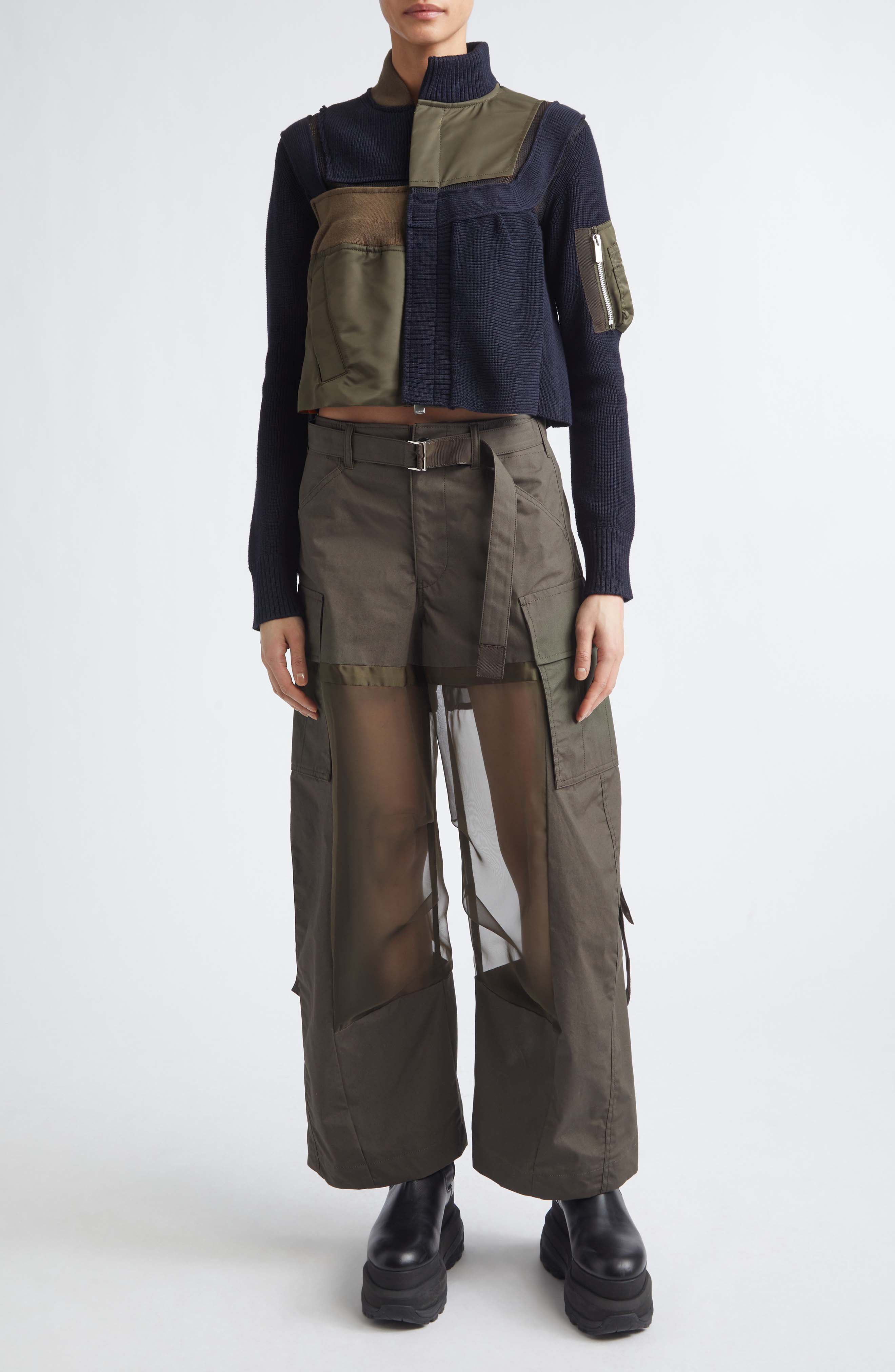 Patchwork Mixed Media Crop Jacket - image 2