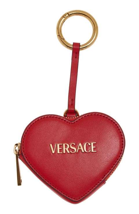 Logo Leather Heart Coin Purse Bag Charm