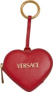Versace Logo Leather Heart Coin Purse Bag Charm