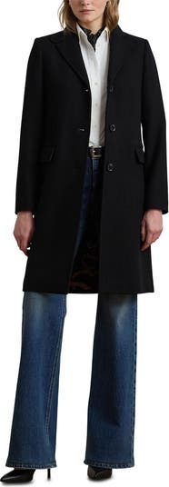 Longline Wool Blend Twill Coat