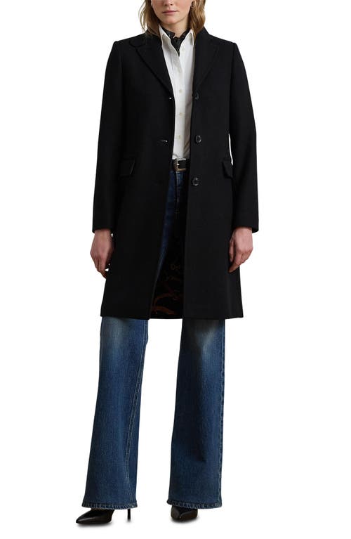 Ralph Lauren Lauren Longline Wool Blend Twill Coat In Black