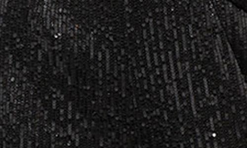 Ming Wang Sequin Long Sleeve Jumpsuit In Black