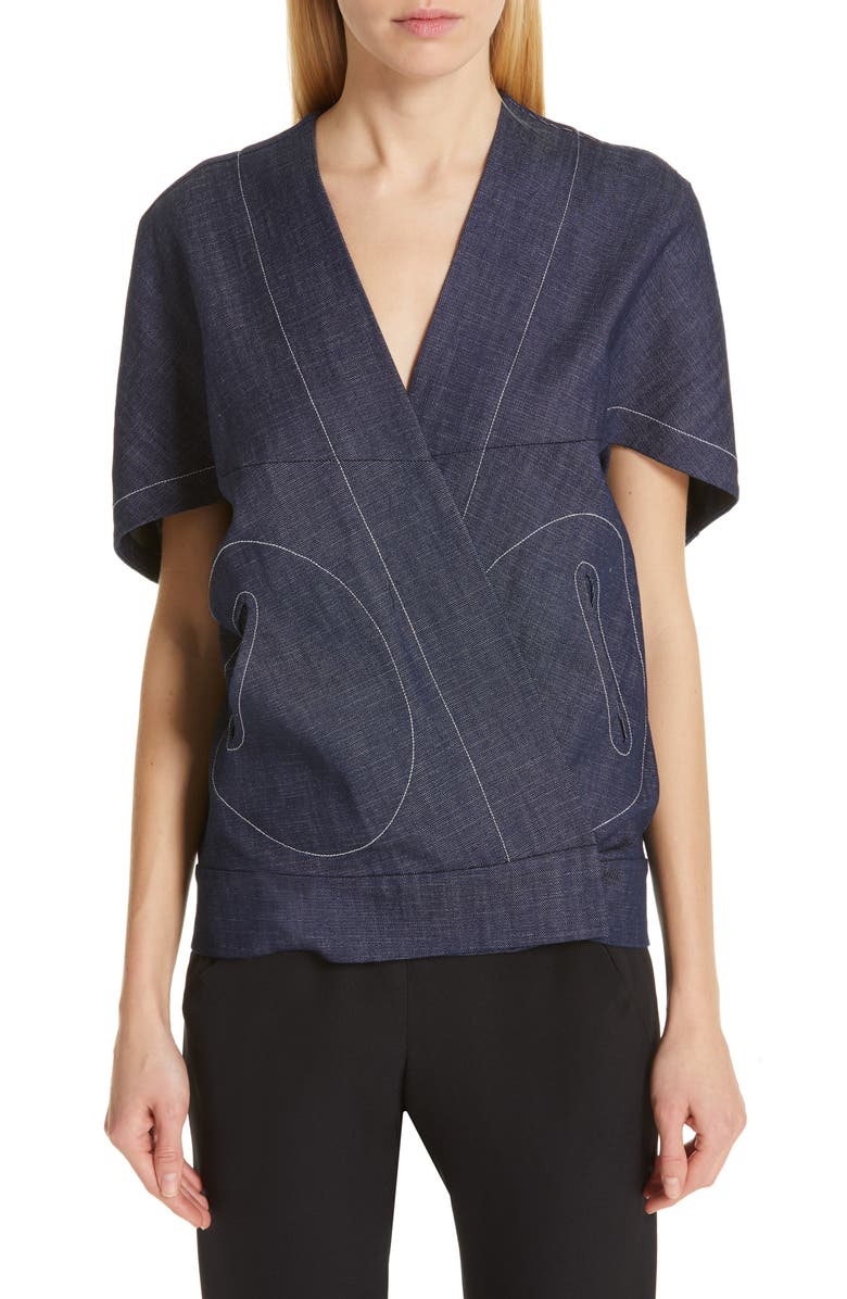 Zero + Maria Cornejo Hex Denim Shrug, Main, color,
