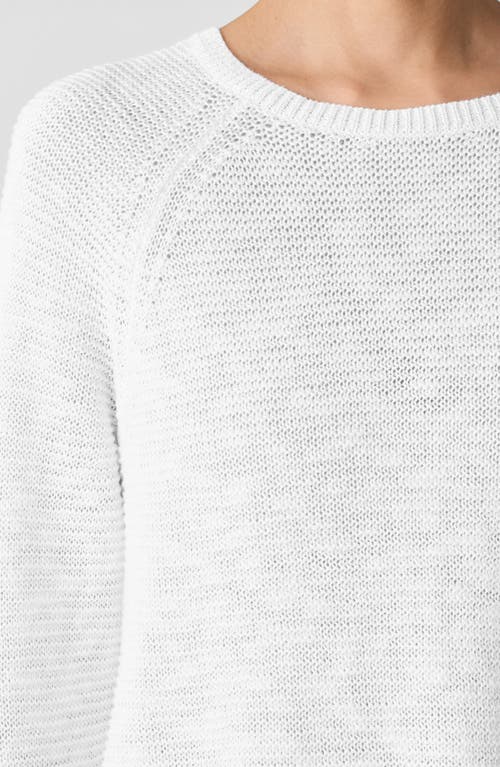 Eileen Fisher Raglan Sleeve Organic Linen & Organic Cotton Sweater In White
