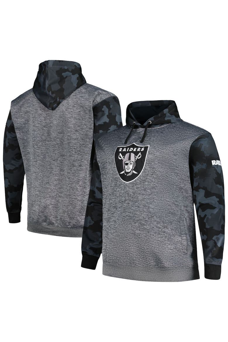 Men's Fanatics Branded Heather Charcoal Las Vegas Raiders Big & Tall Camo Pullover Hoodie, Main, color, Heather Charcoal