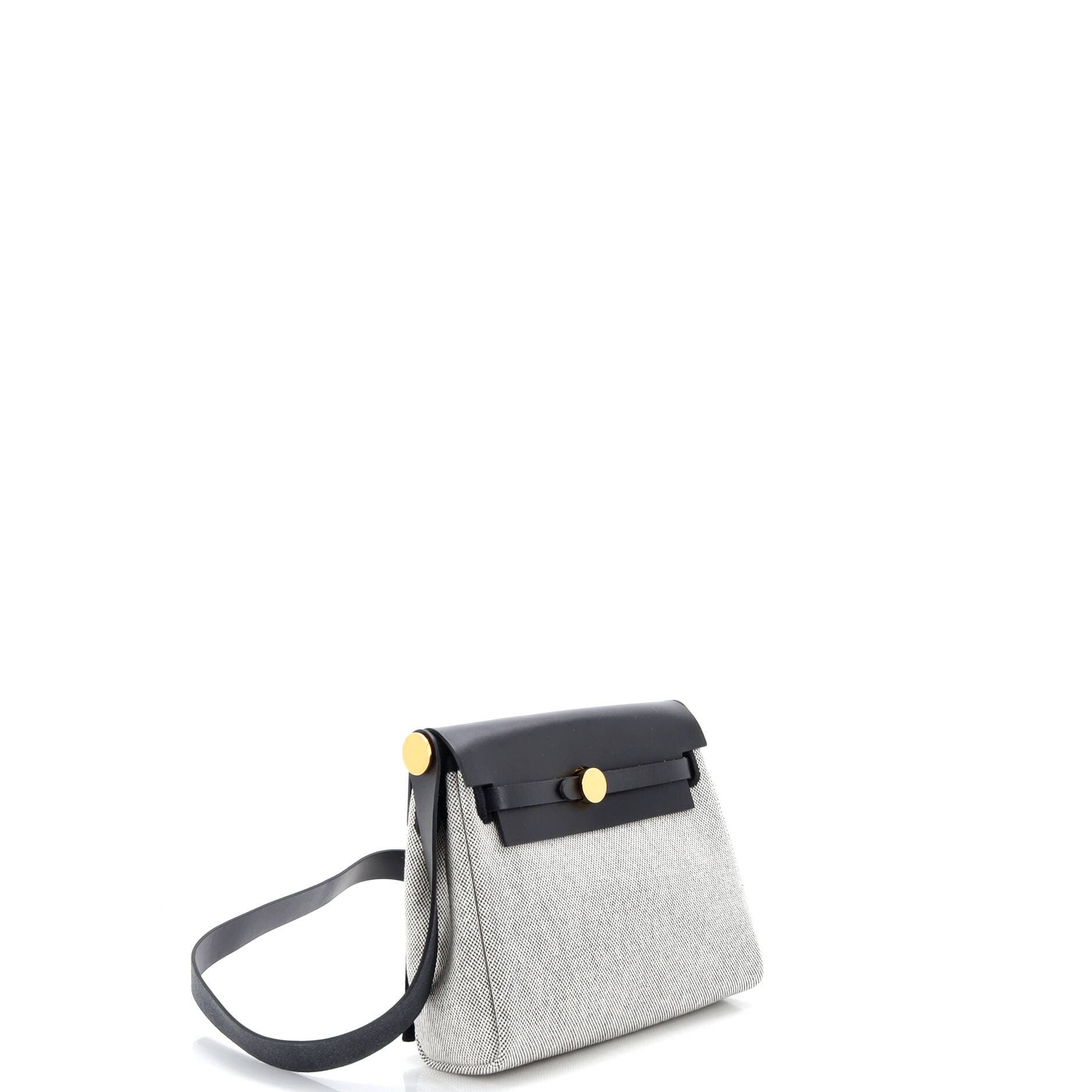 Pre-Owned Hermes Herbag Zip Toile and Leather 20, Alternate, color, Noir