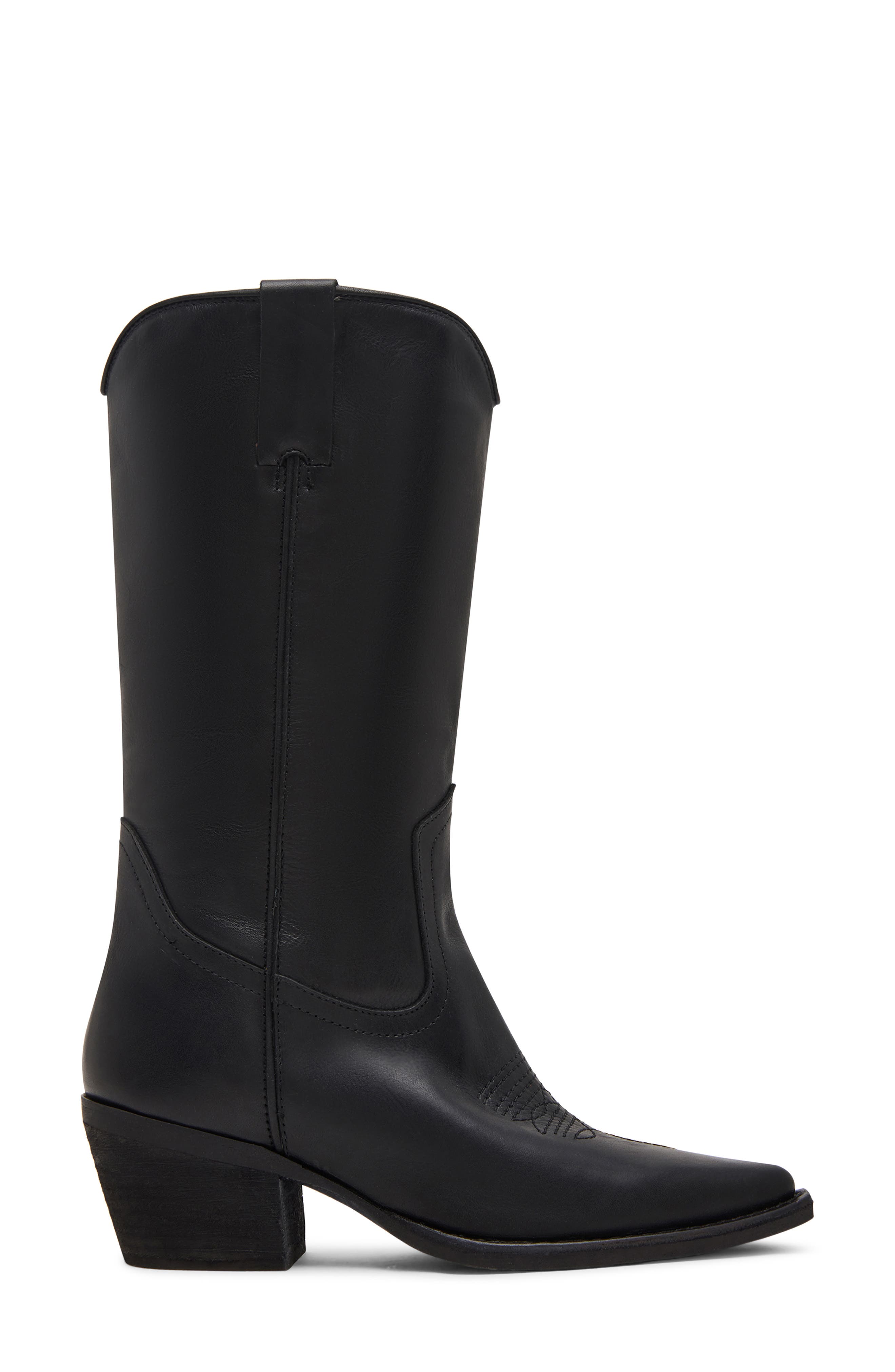 Steve Madden Albany Western Boot, Alternate, color, Black Leather