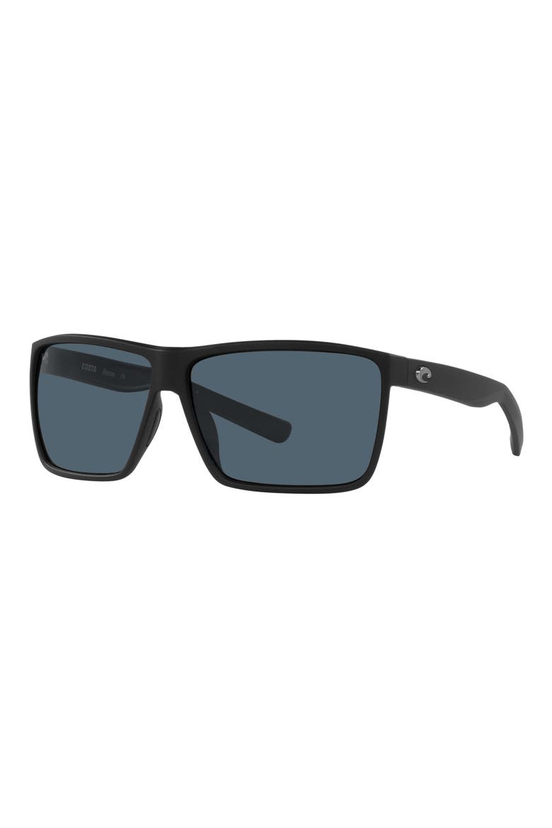63mm Polarized Oversize Rectangular Sunglasses, Alternate, color, MATTE BLACK 2