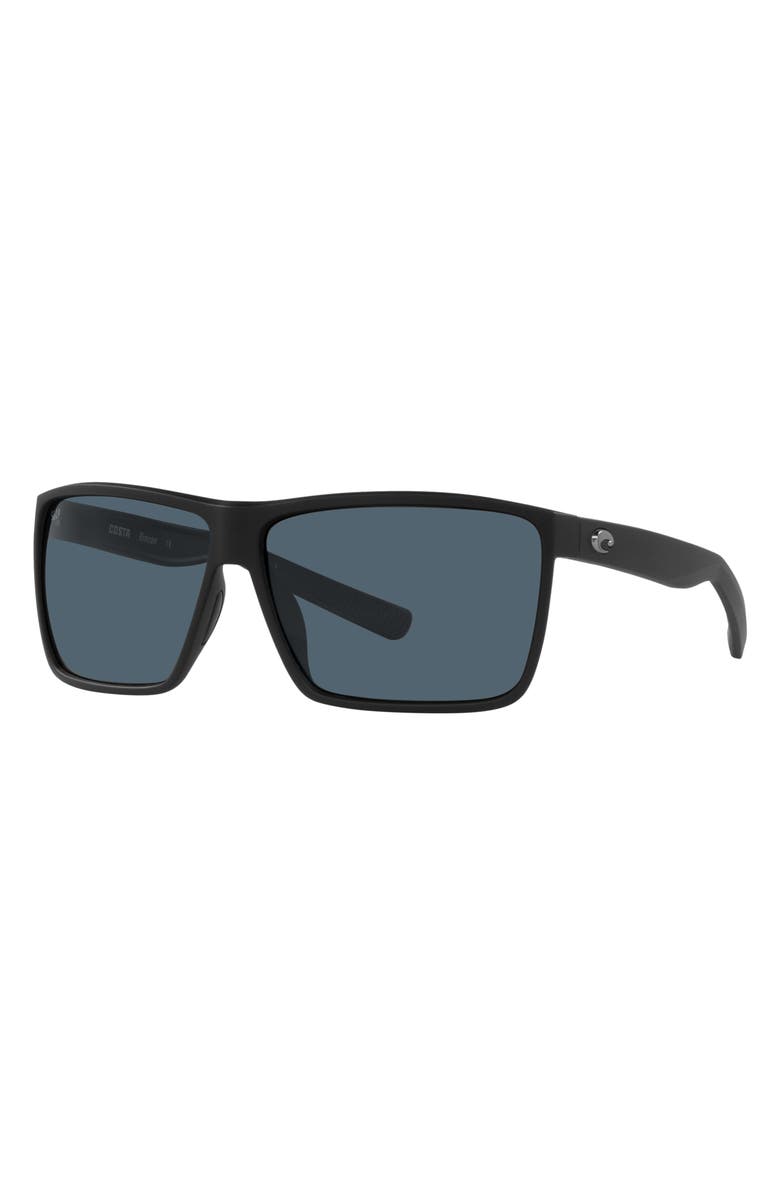 Costa Del Mar 63mm Polarized Oversize Rectangular Sunglasses, Alternate, color, Matte Black 2
