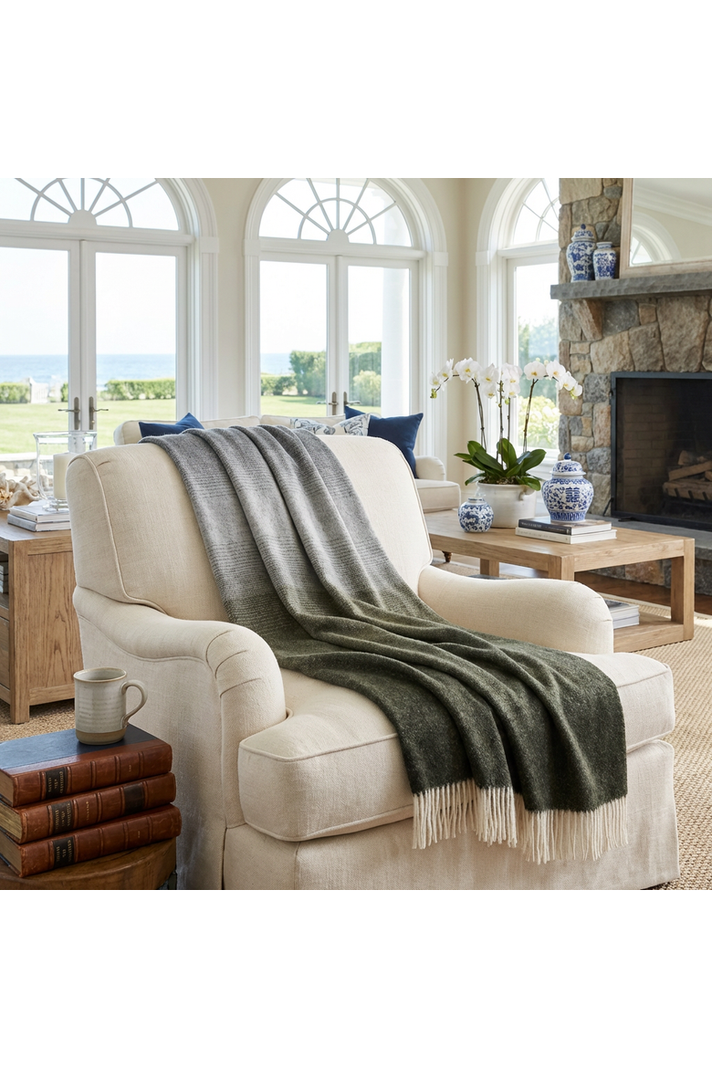 Whisper Ombre Merino Wool Throw, Alternate, color, Moss