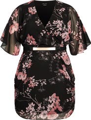 City Chic Bold Blossom Belted Floral Dress