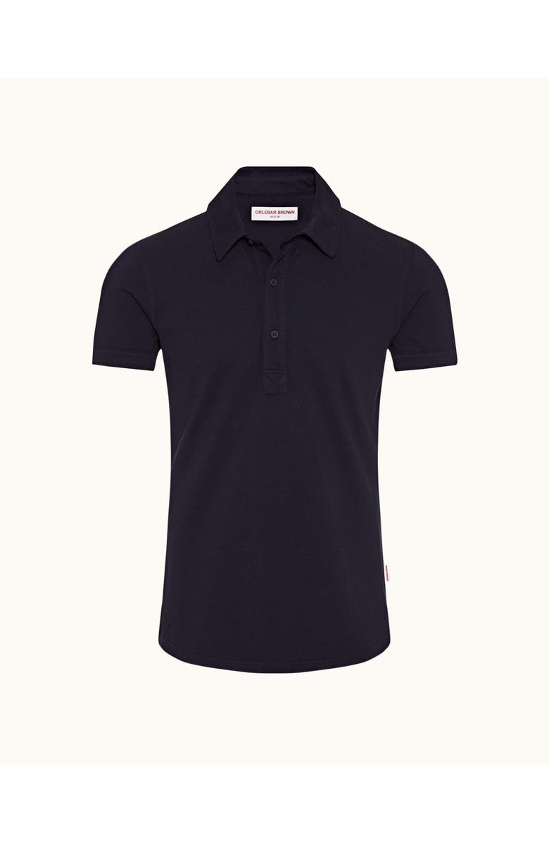 Orlebar Brown Sebastian Pique Tailored Fit Pique Polo Shirt, Alternate, color, Navy