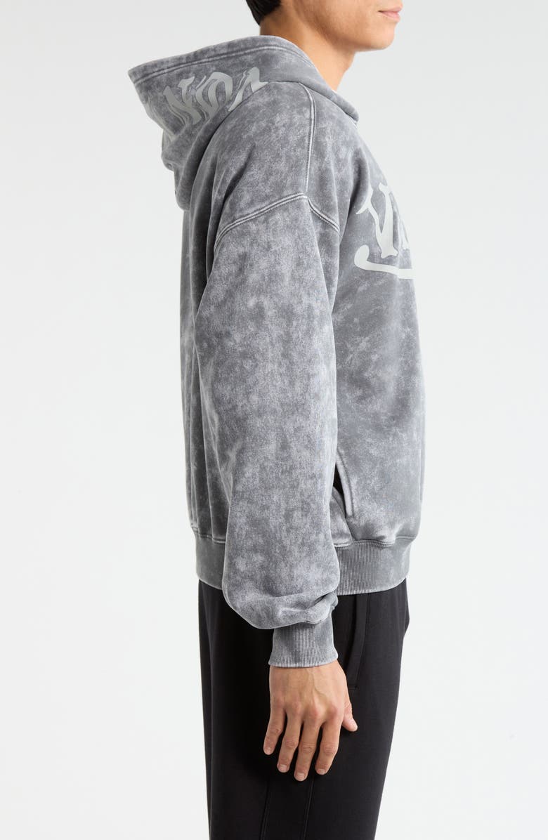 Von Dutch Oversize Crop Quarter Zip Fleece Hoodie, Alternate, color, Dark Grey Mineral Wash