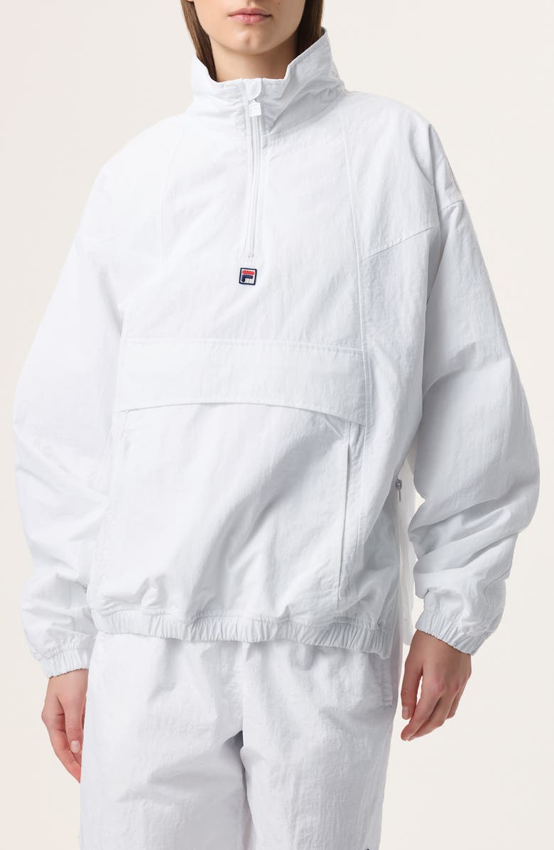 FILA x Hailey Half Zip Nylon Oversize Jacket, Main, color, White
