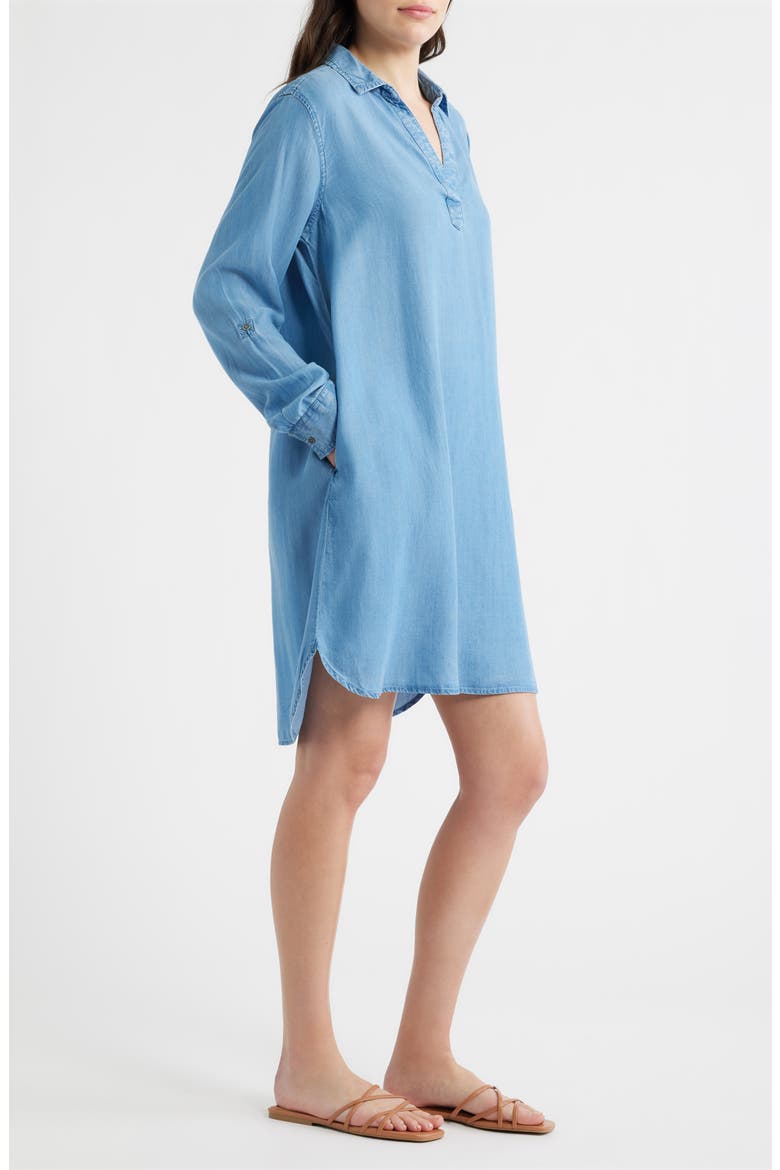 Emelia Long Sleeve Chambray Shift Dress, Alternate, color, MEDIUM WASH