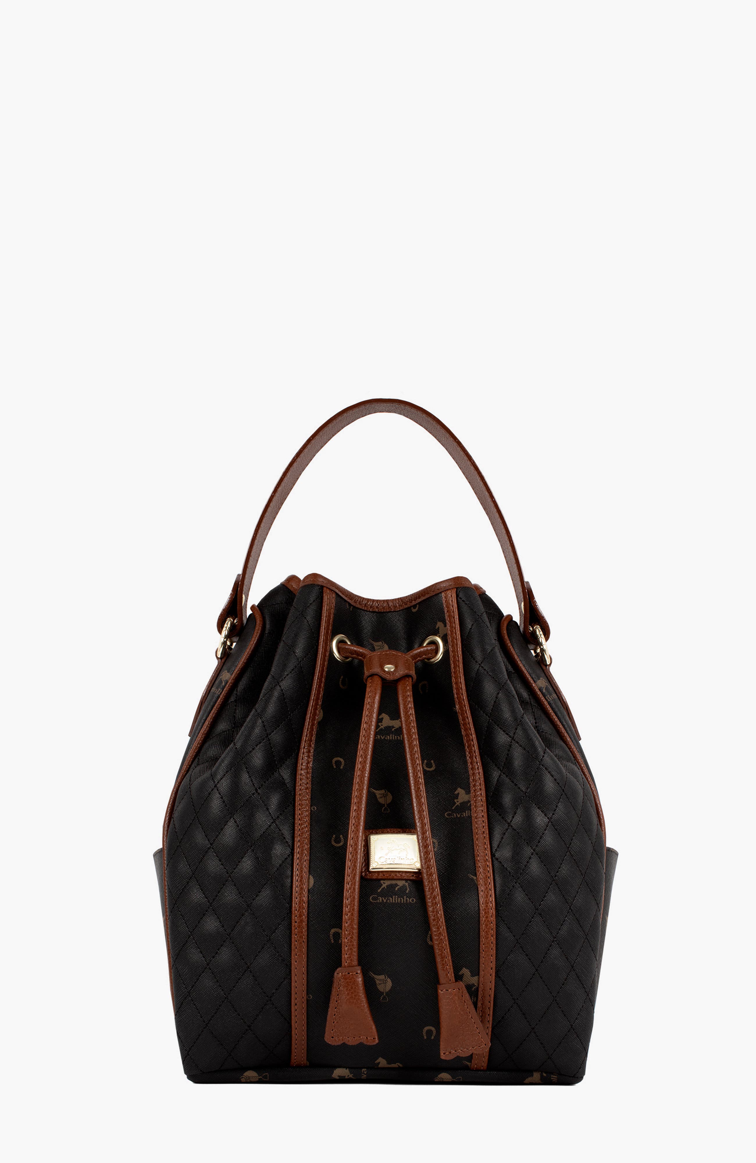 Di Cavallo 598 Bucket Bag, Main, color, Black / Brown