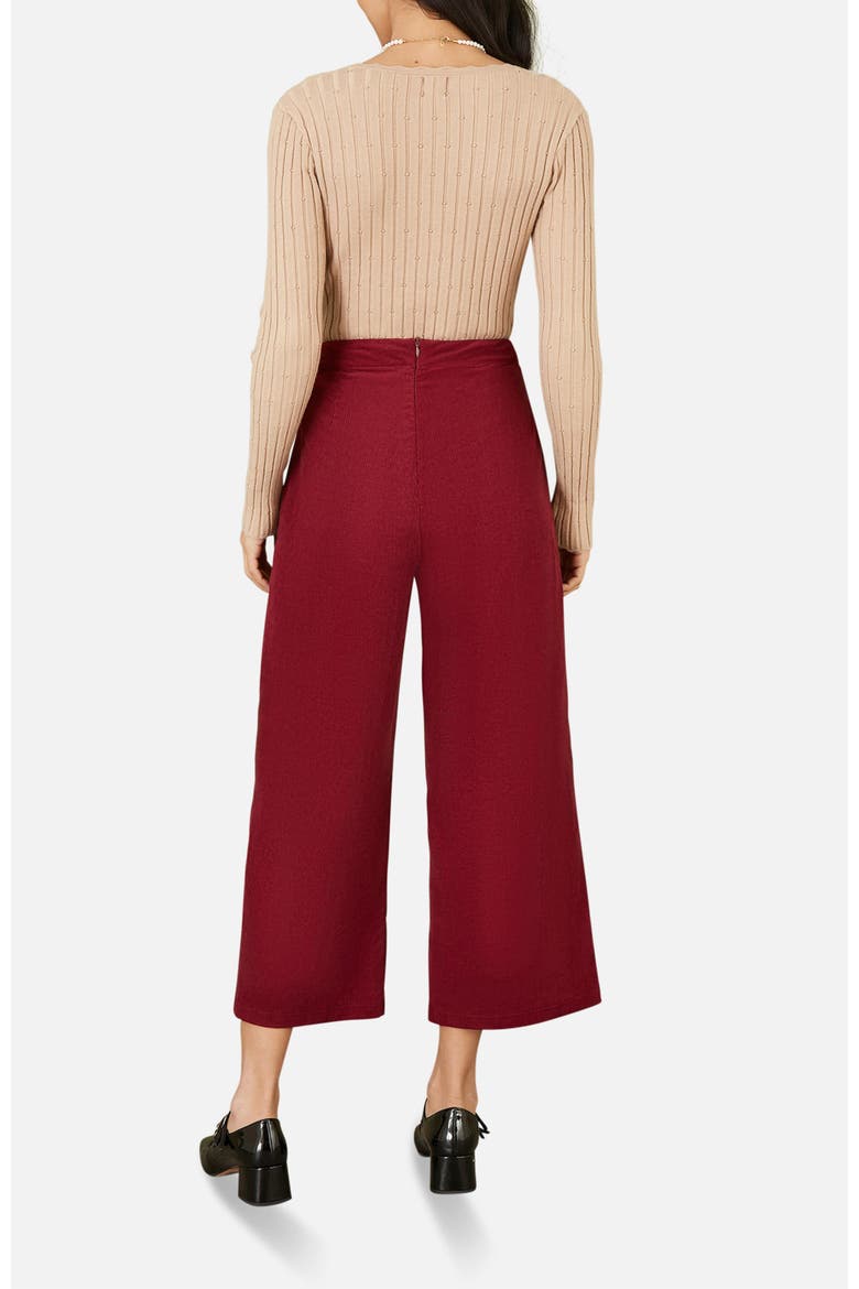 Cord Cropped Wide Leg Pants, Alternate, color, Burgundy