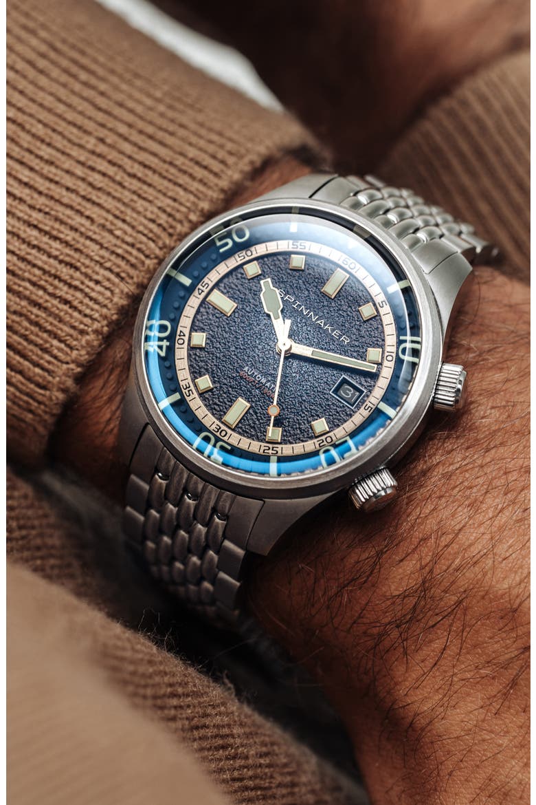 Bradner Automatic Bracelet Watch, 42mm, Alternate, color, BLUE