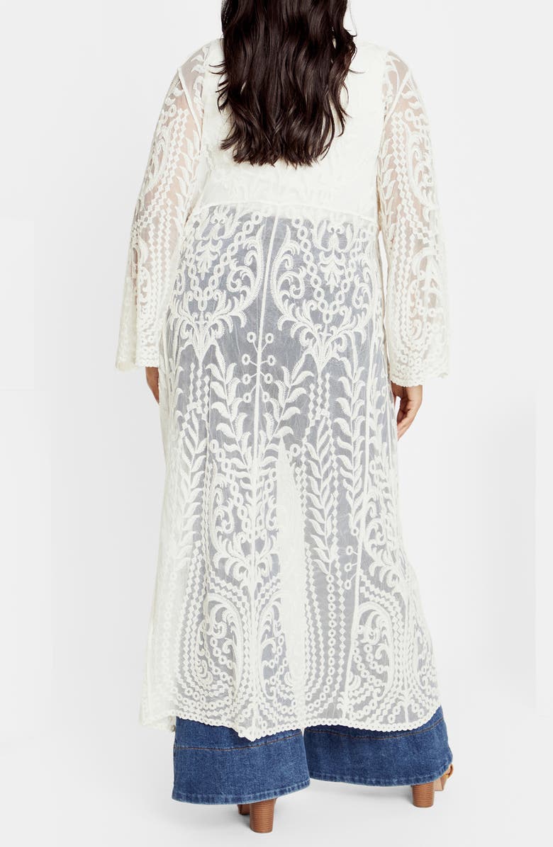 City Chic Pretty Lace Duster, Alternate, color, Natural