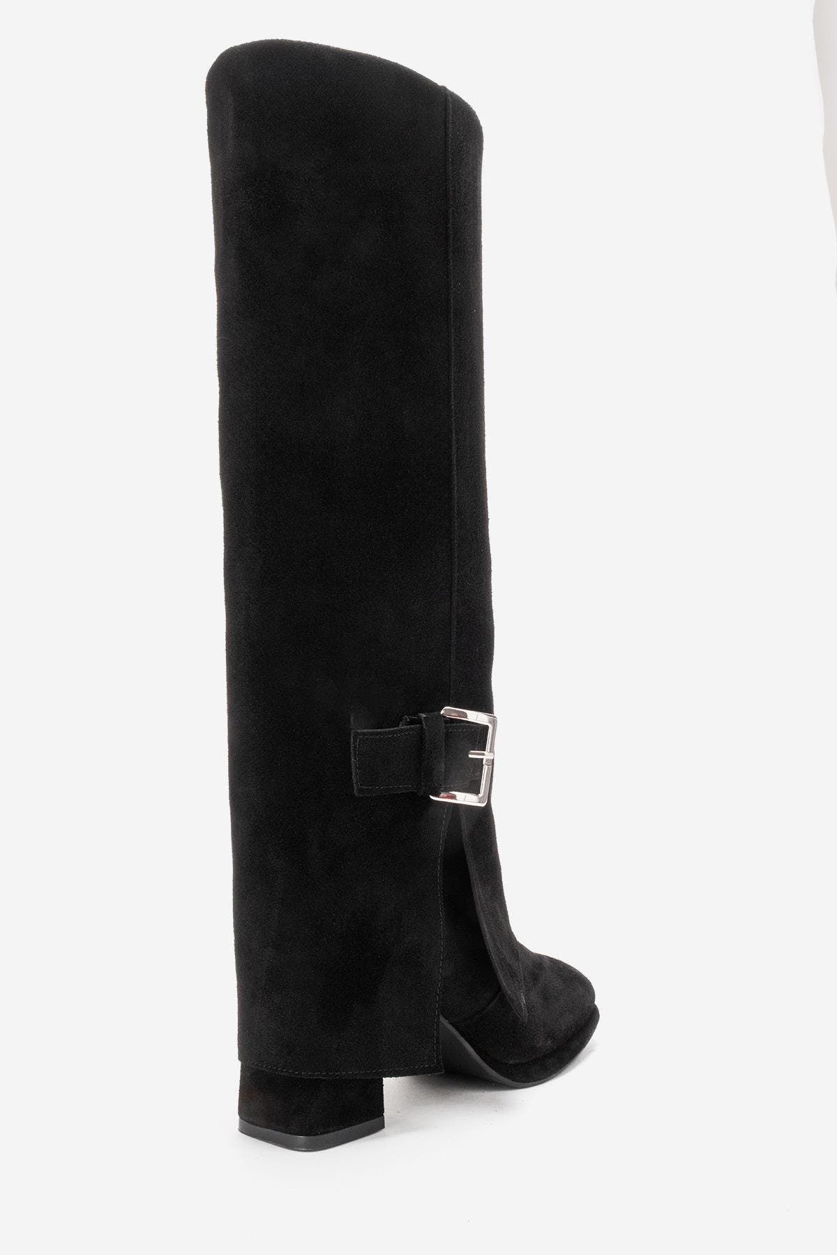 Lojo Leather Block Heel Boot, Alternate, color, Black Suede