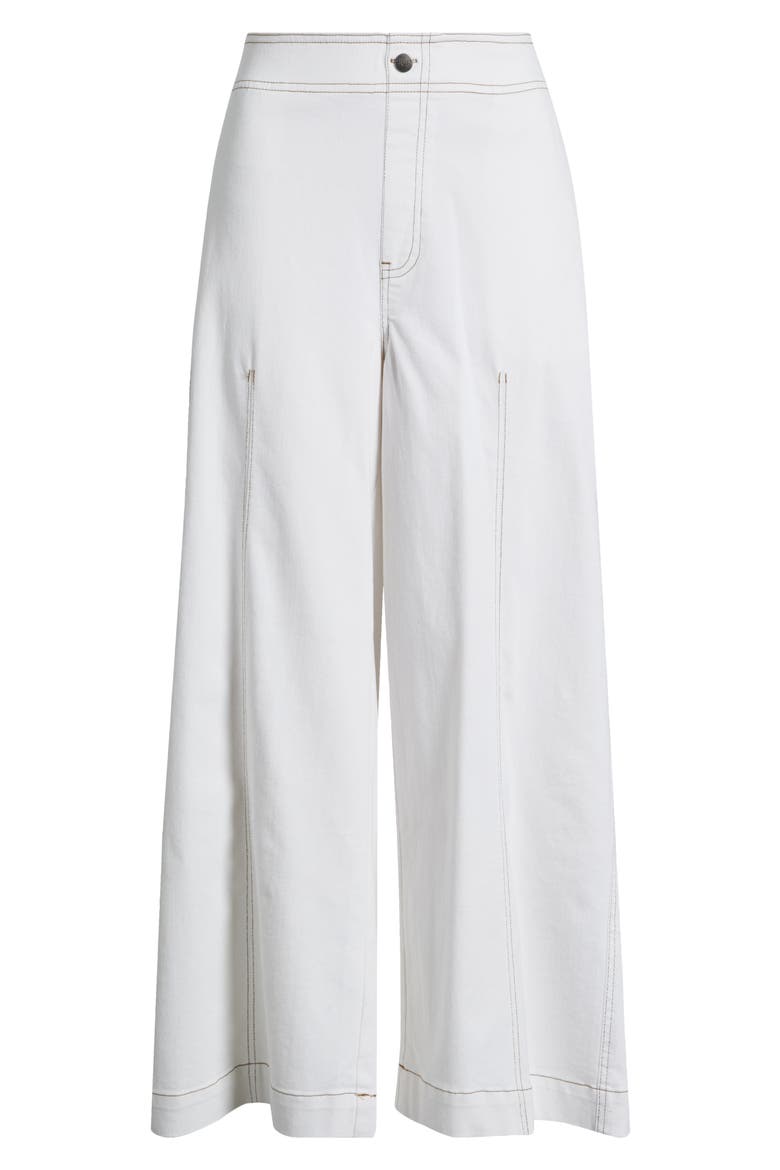 Fine Lines Crop Wide Leg Pull-On Pants, Alternate, color, WHITE