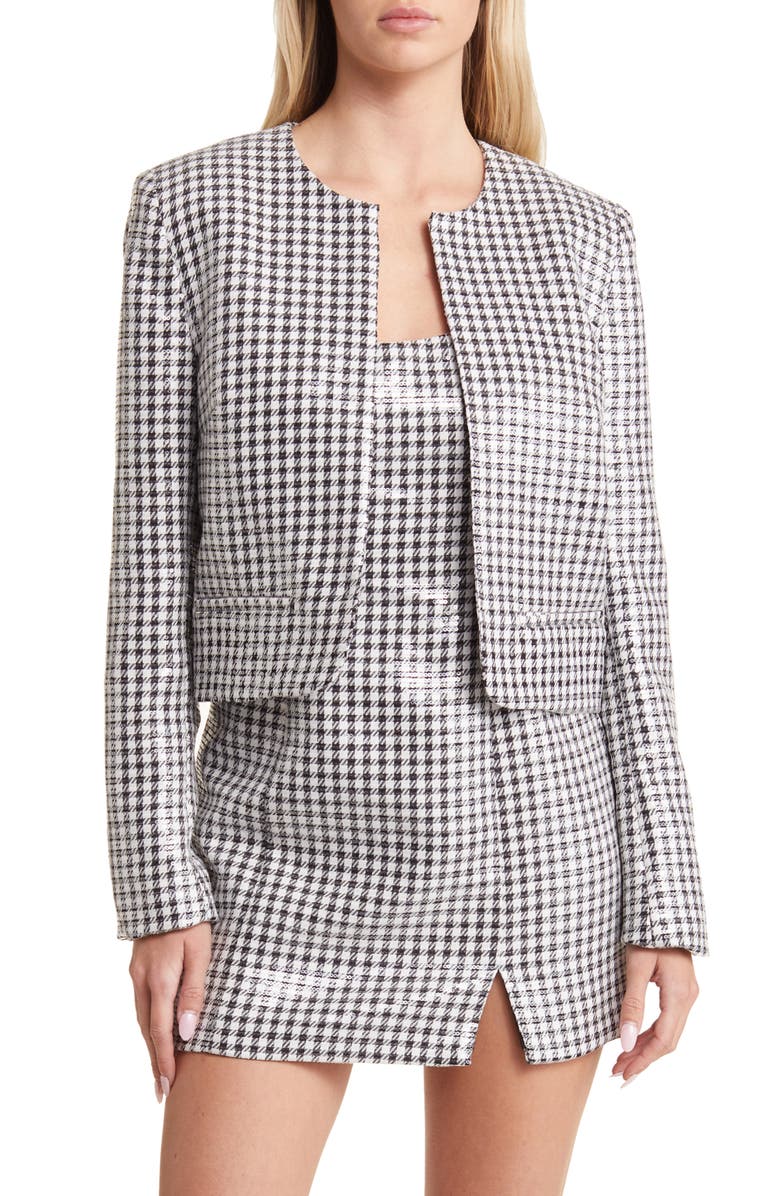 WAYF Houndstooth Crop Jacket, Main, color,